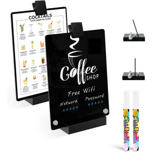 2 count Desktop Black Dry Erase Board with Stand - 8" x 6" Small  Black Board with Marker and  Clip,  Desk Notepad, to-Do List, Menu Board Signs for Bar, Office,