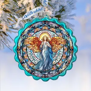 Love Harmony Angel Wreath Glass Ornament by G. Debrekht - Nativity Holiday Decor - 759-054