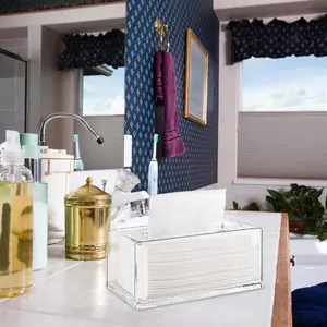 Acrylic Tissue Box High-End Transparent Smooth Tissue Box Car Home Supplies Roll Paper Tube