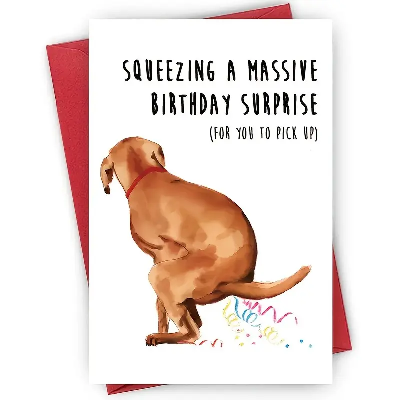 1pc Humorous Dog Poop Birthday Surprise Card - High-Quality Paper Cartoon Greeting Card, Perfect for Pet Lovers, Friends, and Family - An Unforgettable, Hilarious Celebration Card
