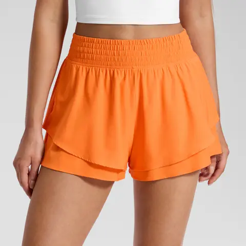 CRZ YOGA Drapey Double Ruffles Athletic Shorts for Women 2.5" - High Waisted Flowy Tennis Workout Running Tiered Skorts