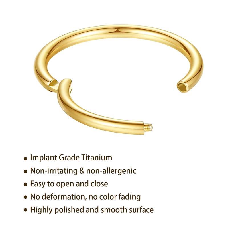 20G Titanium Nose Ring Hoop, Cartilage Hoop Earrings for Women Men Silver Gold Nose Ring Septum Ring Tragus Conch Helix Daith Lip Piercing Jewelry`