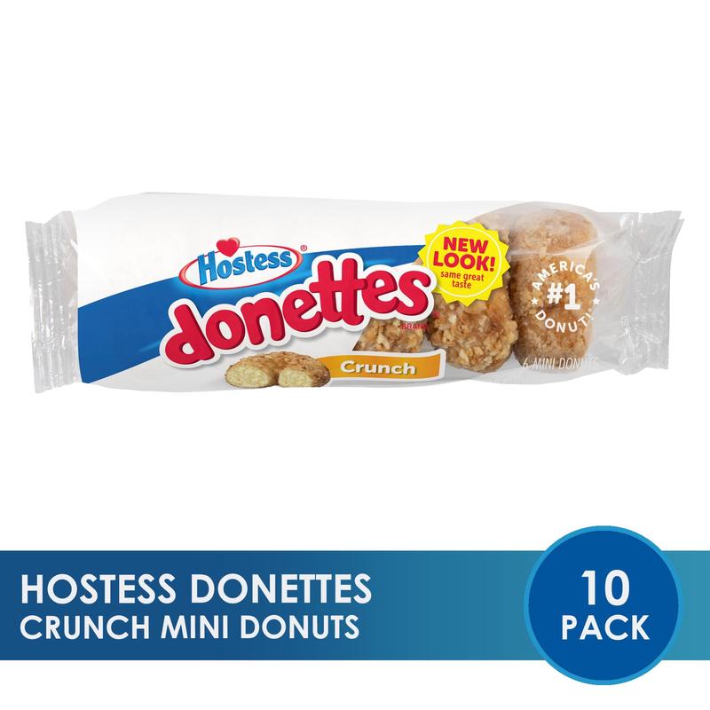 Hostess Crunch Donettes - Sweet Snack Bags - Perfect Treat - 10 Pack of 6 Count Donettes