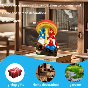 1 Pack Couple Mushroom Gnome Statue Ornaments Resin Material Suitable for Gifts, Garden Accessories, Memorial Desktop Ornaments, Garden Gnome Ornaments, Garden Outdoor Gnome Statue, Window Balcony Gnome Ornaments, Christmas, Halloween