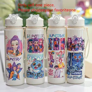 High-Value Pop Medium Cup Cute Straw Water Bottle Reusable Water Bottle Student Bounce Strap Cartoon Sports Cup, Stylish Drinkware for Everyday Use Hydration Bottle