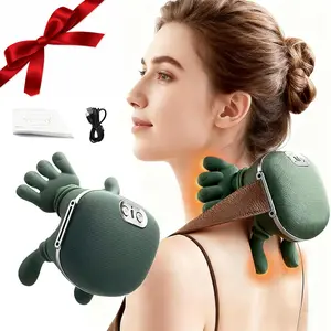 Portable Neck Massager, Heated Back Massage Pillow, Electric Pressure Point Massager, 3 Modes, 2 Heating Levels, 4D Deep Tissue Relief