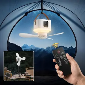 Portable Smart Ceiling Fan with LCD Display and Remote Control, USB Rechargeable Quiet Fan with 4 Speed Settings, Timer Night Light for Indoor Outdoor Use, Home Decor