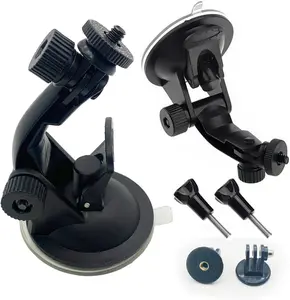 2 Pack Windshield Suction Cup Mount with Action Camera Mount Adapter Dash Cam Suction Cup Mount Holder Stand for GoPro Hero DJI Osmo Dash Camera Car Dashboard Recording Driving Footage POV