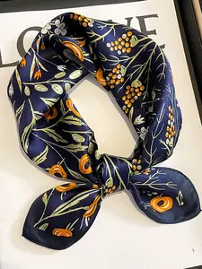 Vintage Plant Print Silk Scarf, Fashionable Multi-Purpose All Seasons Wear Shawl, Ideal for Outdoor Travel Dating Decoration, Versatile and Stylish