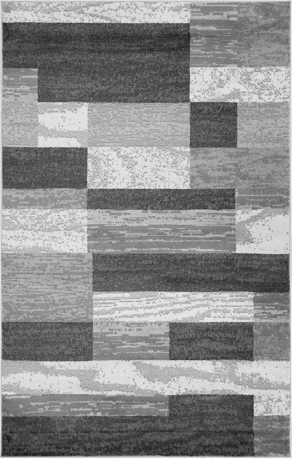 Modern Geometric Patchwork Rug Stain Resistant Non Slip Backing Soft Carpets Machine washable for Bedroom, Office, Living Room, Entryway