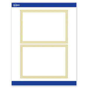 Avery Printable Rectangle Invitation Cards, Gold Multi-Lined Border, 5" x 7", Matte White Rectangle Invitation Cards, Laser/Inkjet, 20ct, Great for Invitation Cards