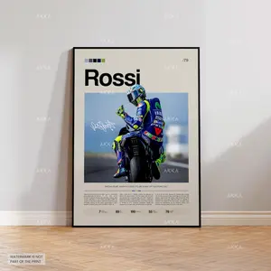 Valentino Rossi Poster, Rossi Yamaha Wall Art, Framed Rossi MotoGP Print, Motorsport Grand Prix Decor, Motorcycle Racing Artwork, Rossi MotoGP