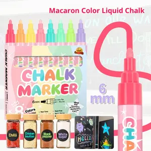 6MM Macaron Liquid Chalk Pens,Window Chalk Markers Washable,Erasable Blackboard Markers,for Posters and Graffiti, Water-Soluble Dust-Free Markers for Car Windows and Glass