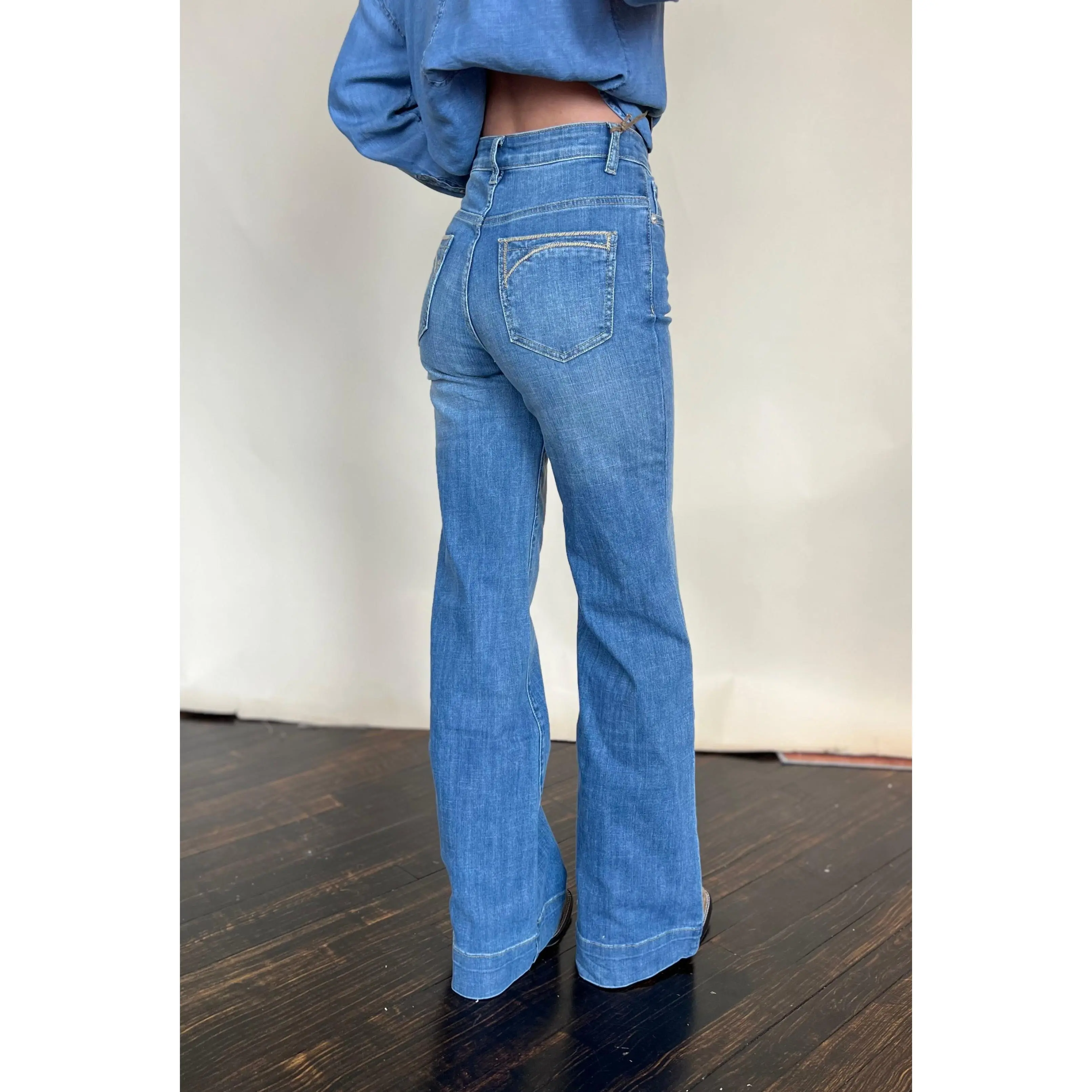 Stetson Whitney Wide Leg Trouser, Spandex, Bottom, Cotton, Light