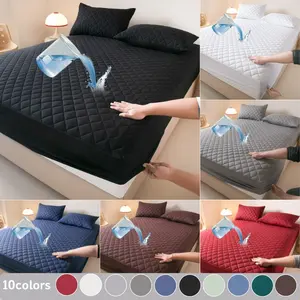 2/3PCS Waterproof Mattress Protector Set – Thin Diamond Quilted Fitted Sheet with Pillowcases, 6"-18" Deep Pocket, Soft Noiseless Breathable & Stain-Resistant, Machine Washable Bedding for Bedroom, Dorm, Kids & Pets, Waterproof Mattress Cover