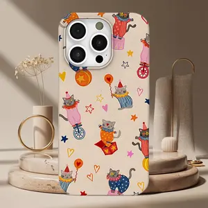 Whimsical Circus Cat iPhone Case – Playful Clown Kitten Print, Matte Soft Cover for Cat Lovers – iPhone 17PRO, PROMAX, AIR,7, 8, SE, X, XS, XR, 11–16 & Samsung S21–S24 Series, Accessories, Phone Protector