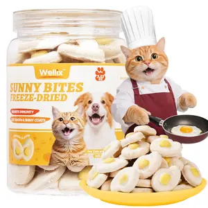 Wellix Sunny Bites Freeze-Dried Cats & Dogs Treats - High Protein Chicken Egg Yolk Goat Milk - Support Immunity Gut Health Shiny Coat