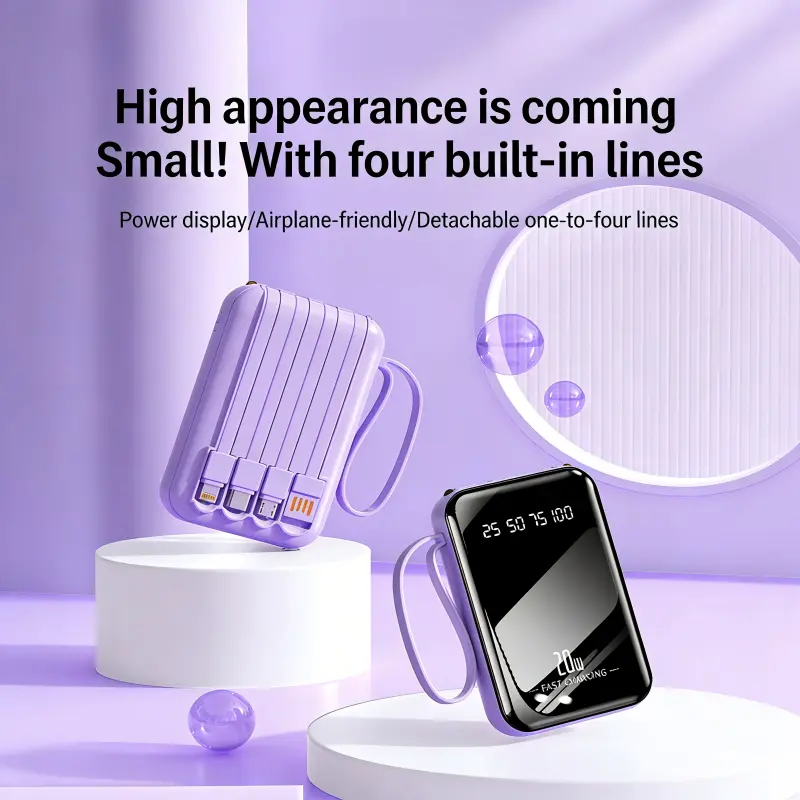 10000mAh Portable Charger 20W Fast Charging, Durable Compact Charging Device with Intelligent Digital Display, Built-in Flashlight, USB/USB-C Interfaces, Protection, for Smartphones, Outdoor Use Bluetooth Chargeable