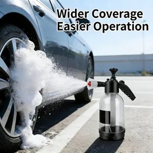 New 2L High Pressure Manual Foam Pump Sprayer for Car Detailing, Wide Coverage Fan Spray, Thickened Rod, Portable Foam Bottle for Car Wash & Household Cleaning, Foam Lance