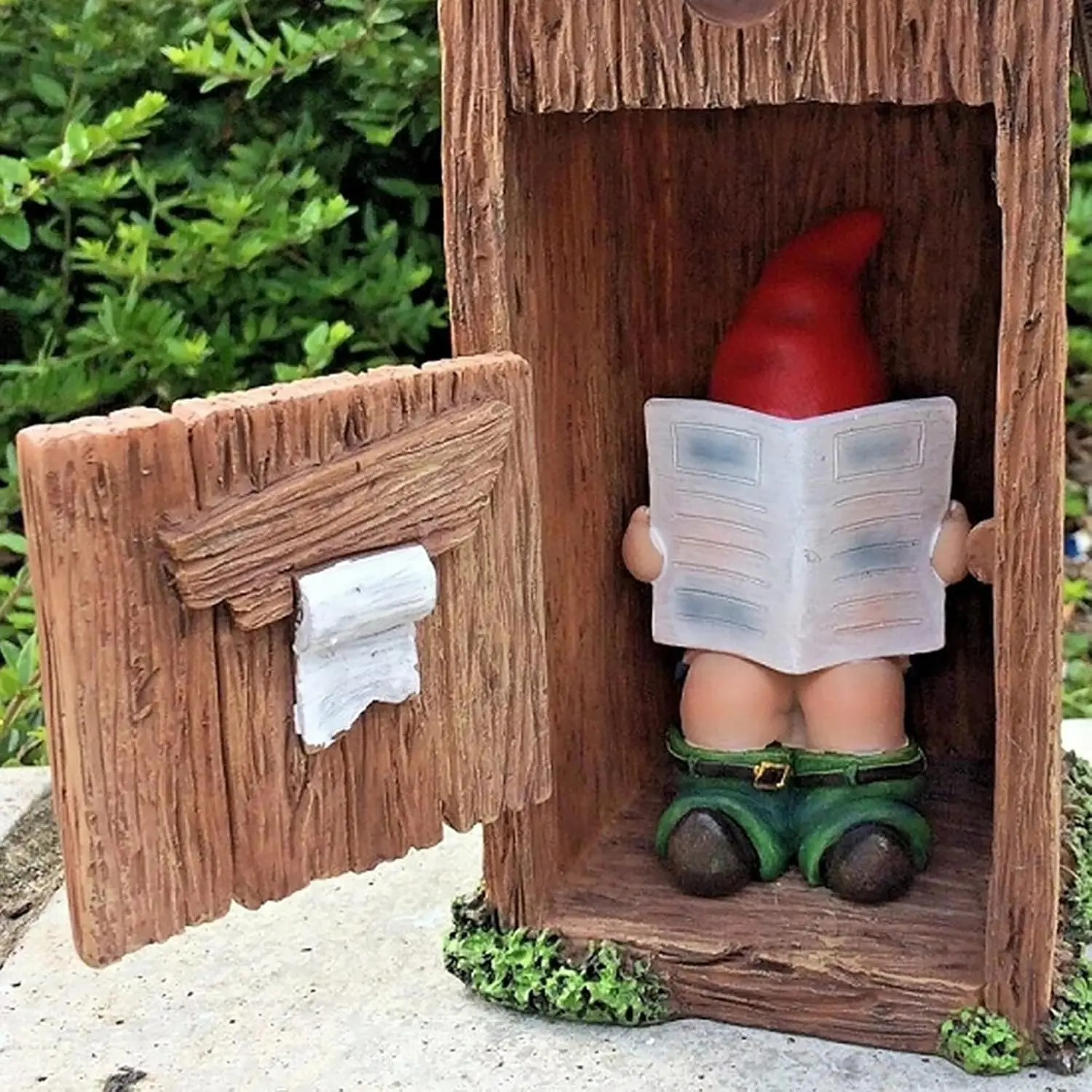Funny Garden Gnome Decorations Outdoor Statue, Naughty Gnome Reading Newspaper Resin Sculpture for Garden Lawn Yard Patio Decor
