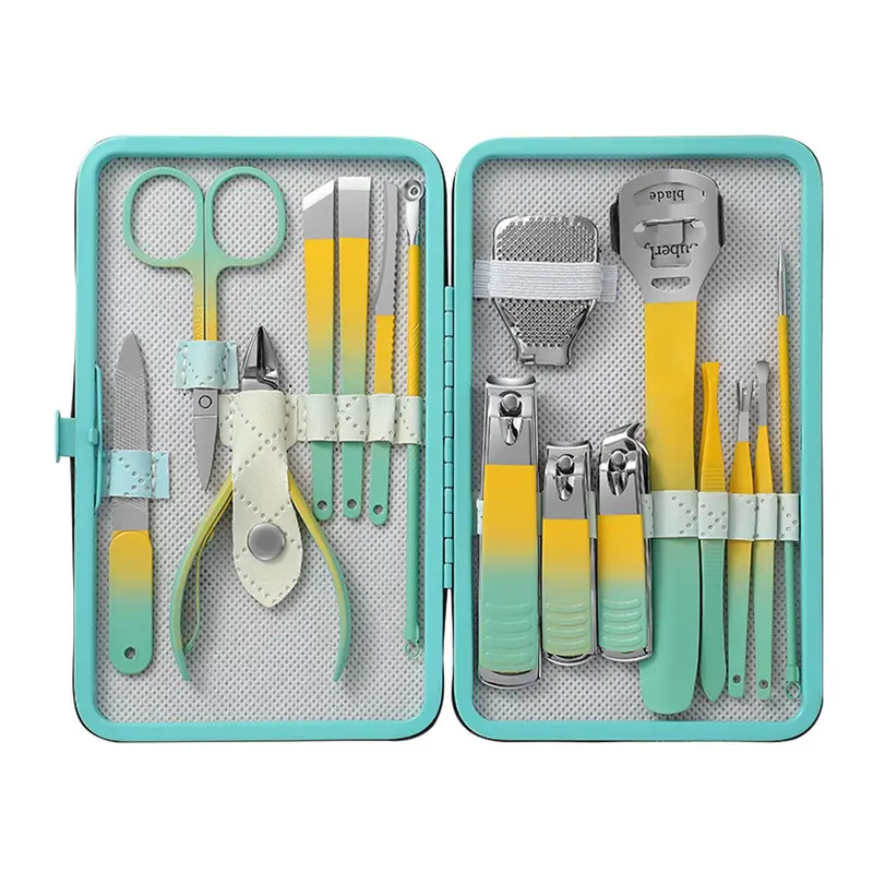 Manicure Set Professional Nail Clipper Set-16 Pieces Stainless Steel Pedicure Kit Nail Care Tools Beauty Kit with Luxury Portable Travel Leather Case