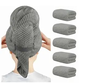 5-Pack Microfiber Hair Towel Wraps – Soft, Fast Drying, Anti-Frizz for Curly Hair (Grey, 40x20 inches)