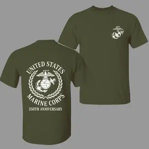 USMC 250th Anniversary Shirt, Eagle Globe Anchor T-Shirt, Marine Veteran Graphic Tee, Military Pride Gift for Men