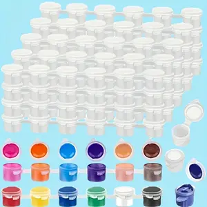 White Mini Paint Container with Lid,120/ 246 Empty Paint Cans and 6 Connected Empty Paint Boxes 2ml/0.06 Ounce, Used as Fine Painting Paint Boxes