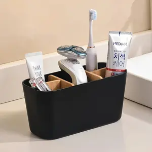 Bamboo And Wood Compartment Storage Box, Detachable Desktop Cosmetic Storage Box, Stationery Remote Control Organizer Box, Bathroom Storage, Bamboo And Wood Storage Box, Sundries Makeup Brush Organizer Storage, Stationery Plastic Storage Box