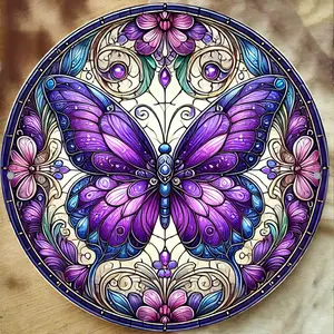 1pc Round Aluminum Butterfly Dreamy Foil Engraved Sign, 8x8inch Wall Art, Indoor Decoration, Wreath Accessories, Suitable for Home, Bar, Garage, Cafe, and Garden, Suitable for Holidays and Halloween Gifts