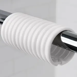 12pc White O-Shaped Shower Curtain Rings | Durable Heavy-Duty Plastic Hooks for Bathroom & Window Rods | Smooth Gliding Rustproof Design | Easy Clip-On Installation | Essential Bathroom Hardware Accessories Set | Lightweight Flexible Circular Hangers