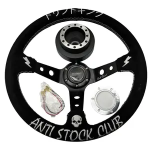 Short Hub Adapter + Suede Steering Wheel For 02-06 Mini Cooper E90