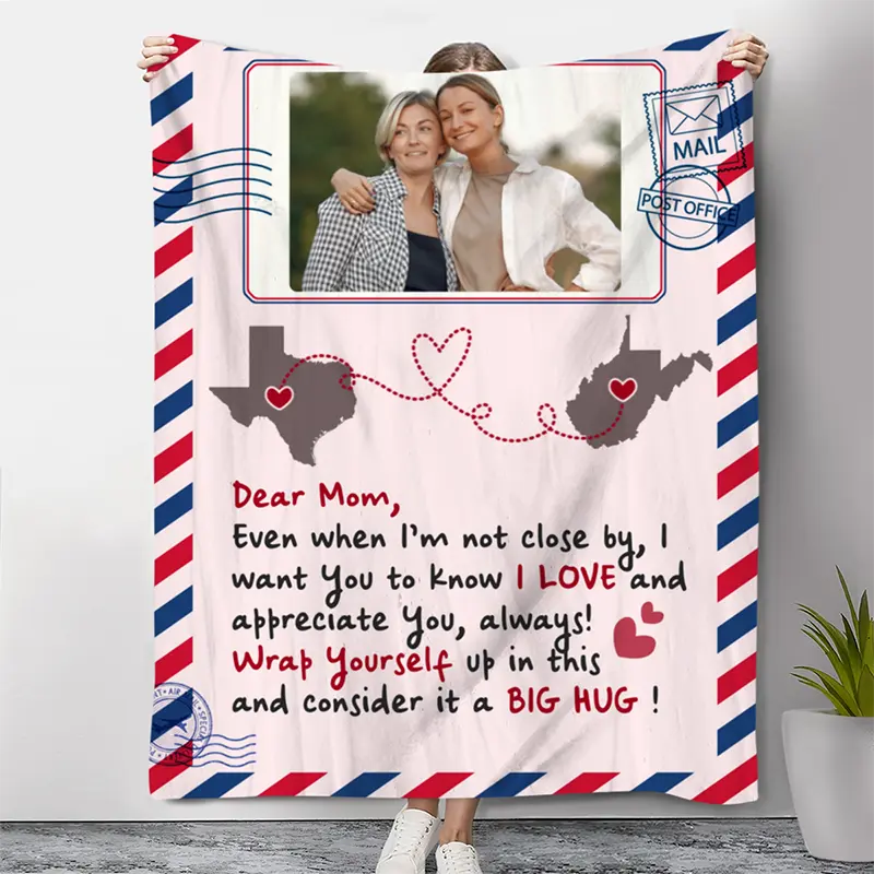 Long Distance Letter To Mom Blanket, Long Distance Mother’s Day Gifts, Long Distance Gifts For Mom From Daughter& Son