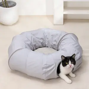 Foldable Cat Tunnel Bed & Interactive Toy with Ball - Collapsible Tunnel, Soft Fabric Hideout for Indoor Cats, Space-Saving Pet Bed, Perfect Gift for Kittens and Cat/Dog Owners