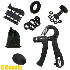 6-Piece Grip Strengthener Set with Adjustable Countable Grip Strengthener, Forearm Trainer, Hand Exercise Ball, Silicone Finger Rings, and Multifunctional Forearm & Finger Trainer - - Perfect for Home Exercise Workout Hand Grip