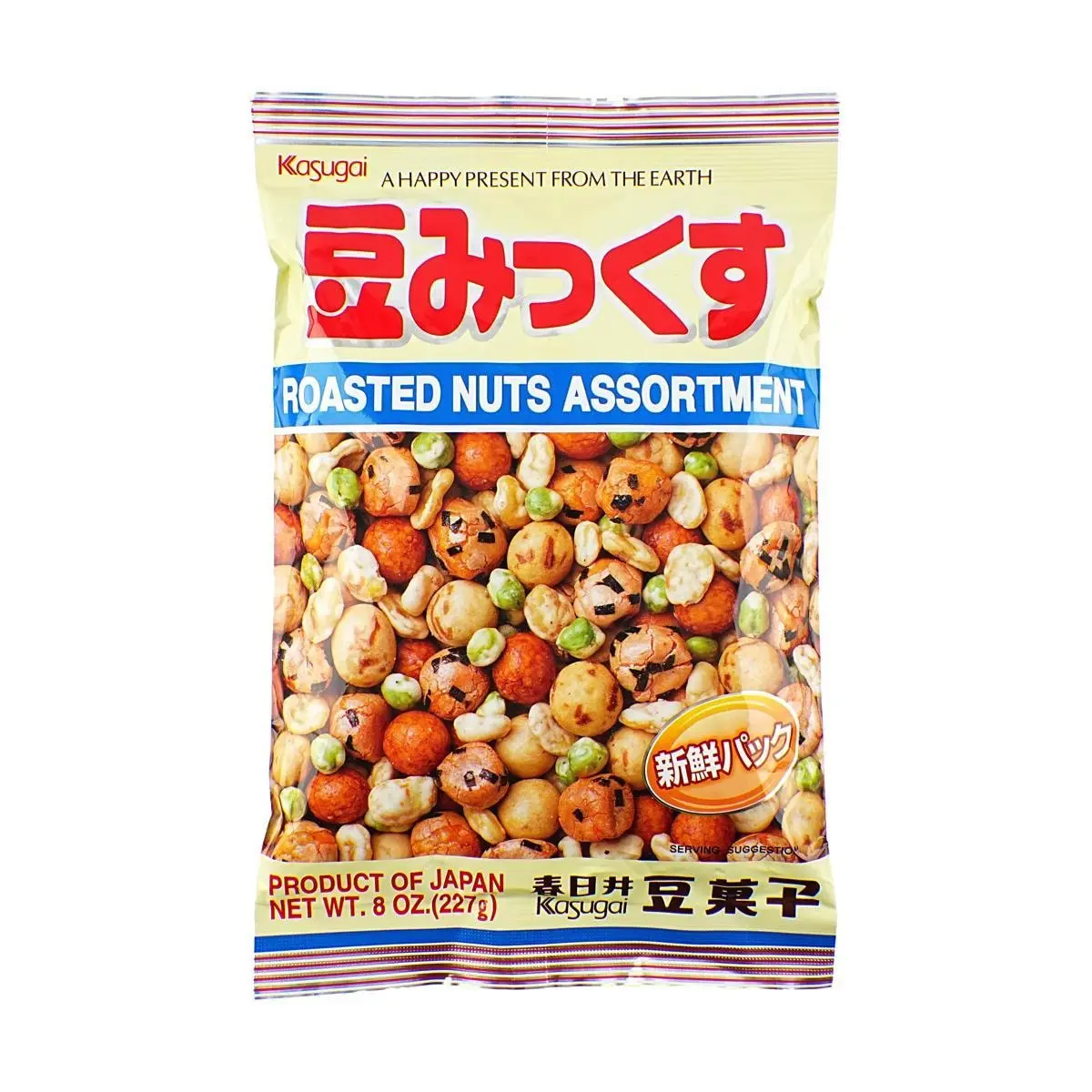 Kasugai Japanese Crunchy Roasted Natural Assorted Nuts Variety Pack - 227g Savory Salt Flavor Nut Snack Packs with Peanuts, Peas, Individual Snack Bites Nuts, Multi-Flavor Nuts for Healthy Snacking