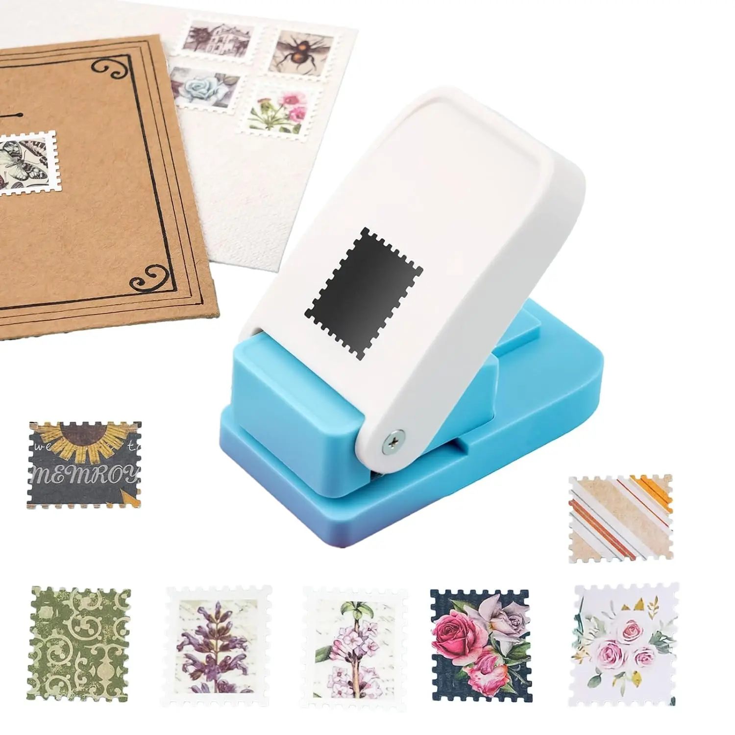 BAOFALI Stamp Punch, Stamp Puncher, 1X0.8inch Rectangular Postage Stamps Punches, Lever Paper Punches for Crafting,Craft Cutter Hole Puncher for Scrapbooking Journaling Card Making
