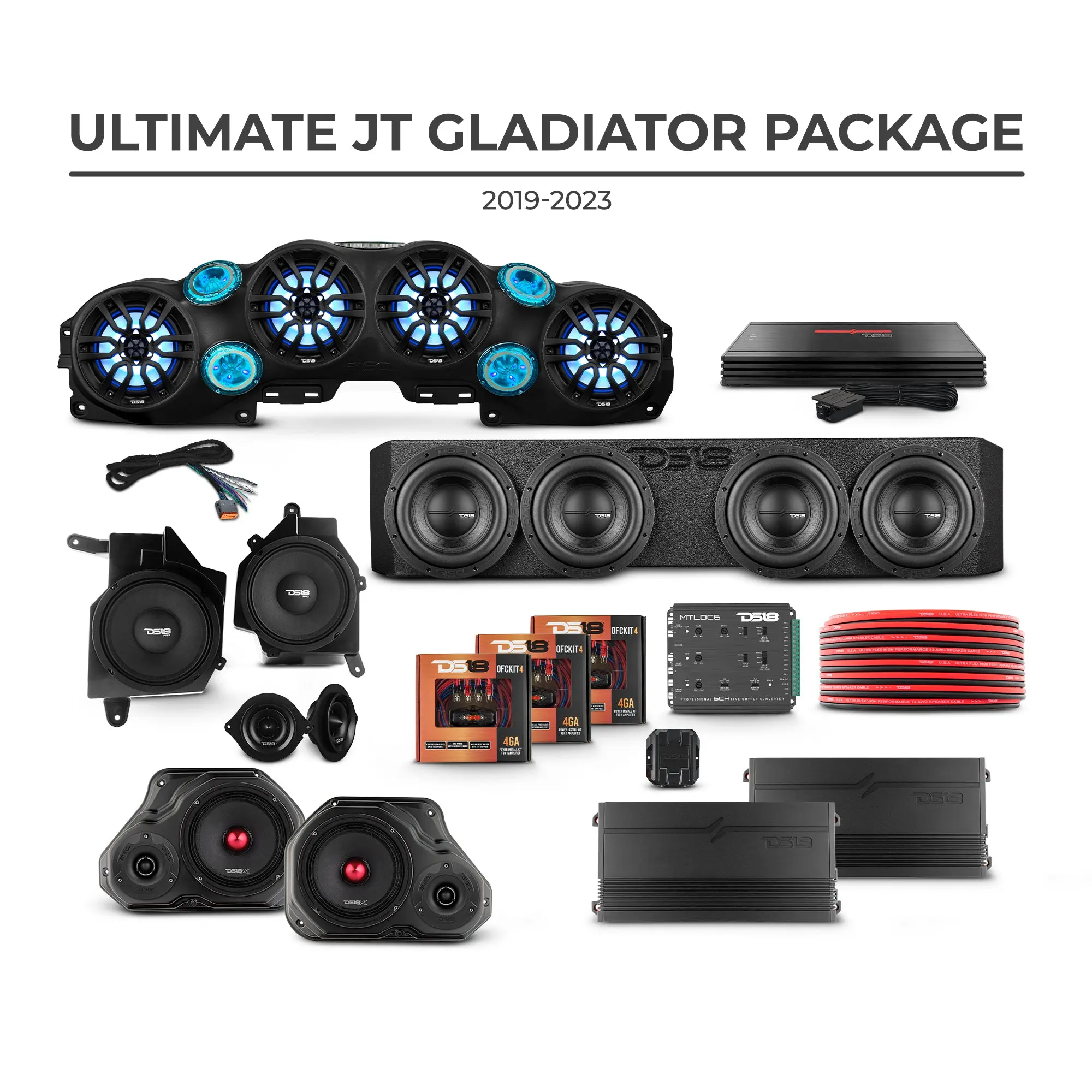 Jeep JT Gladiator 2019–2023 Ultimate Package – Loaded Sound Bar, Door Panels, Subwoofers & Amplifiers