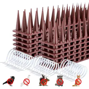 24-Pack Pigeons Bird Spikes for Outside with 30  Ties, Birds Deterrent Spikes for Pigeons and Other Small Birds,  Spikes Keeping  Cats  from Fence Roof Mailbox Brown