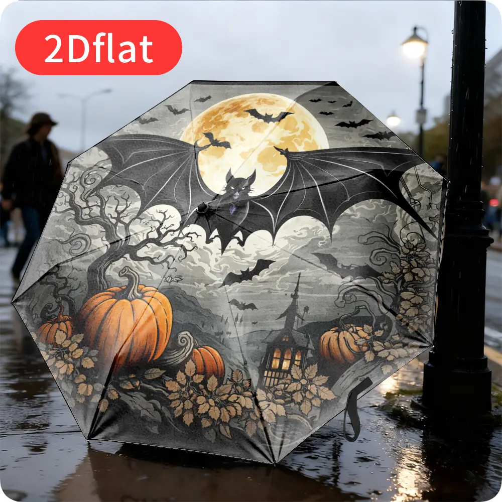 1 Gothic Bat Moon Auto-Folding Umbrella, 8-Rib Design, Compact and Durable, Ideal for Outdoor Festivals, Commuting, Gifting, and All-Weather Use – Outdoor Umbrella