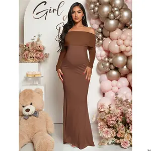 For Shower Baby Shoulder Loomaby Pregnant Women Off - Fishtail Dress Maternity