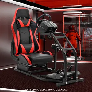 Supllueer Racing Simulator Cockpit with Gaming Seat Fit for Logitech/Thrustmaster/Fanatec G29 G920 G923 T248 T300RS TX F458 T128,Adjustable Race Game Sim Stand No Steering Wheel Pedal Shifter