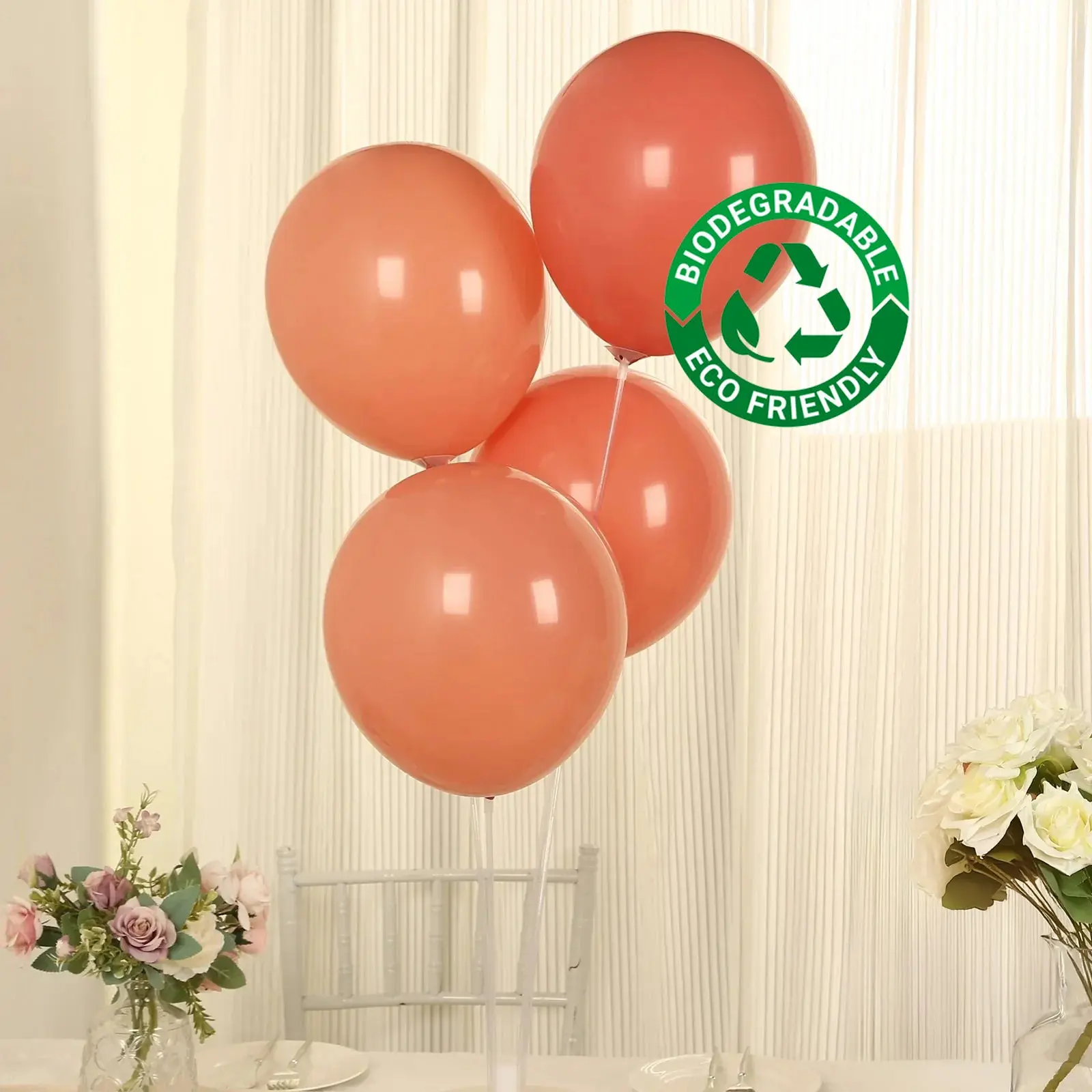12 in Matte Pastel Dusty Rose Biodegradable Thick Latex Balloons, 50-Pack Round Eco-friendly Festive Supplies for Birthday Party, Wedding Decorations, Hanging & Balloon Decor