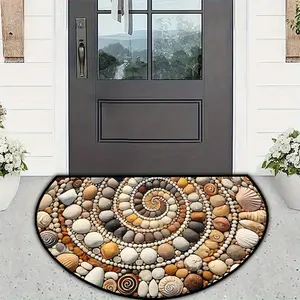 1 small gravel semi-circular door mat, super soft and washable, suitable for living room, kitchen, bathroom, bedroom and outdoor decoration