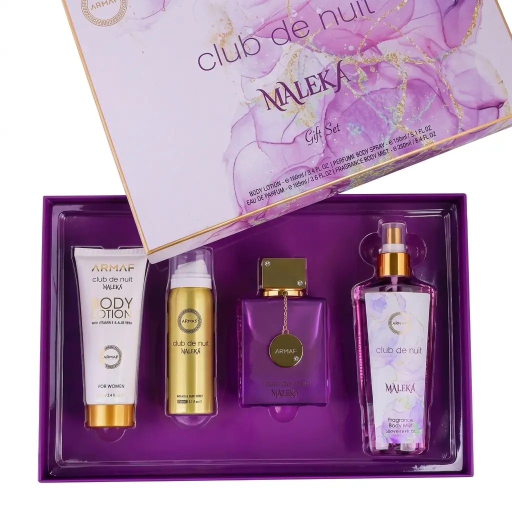 Armaf Club De Nuit Maleka Women's Perfume Gift Set - 4-Piece Luxury Fragrance Set with Floral Scents, Wood Notes, EDP Perfume Fragrance