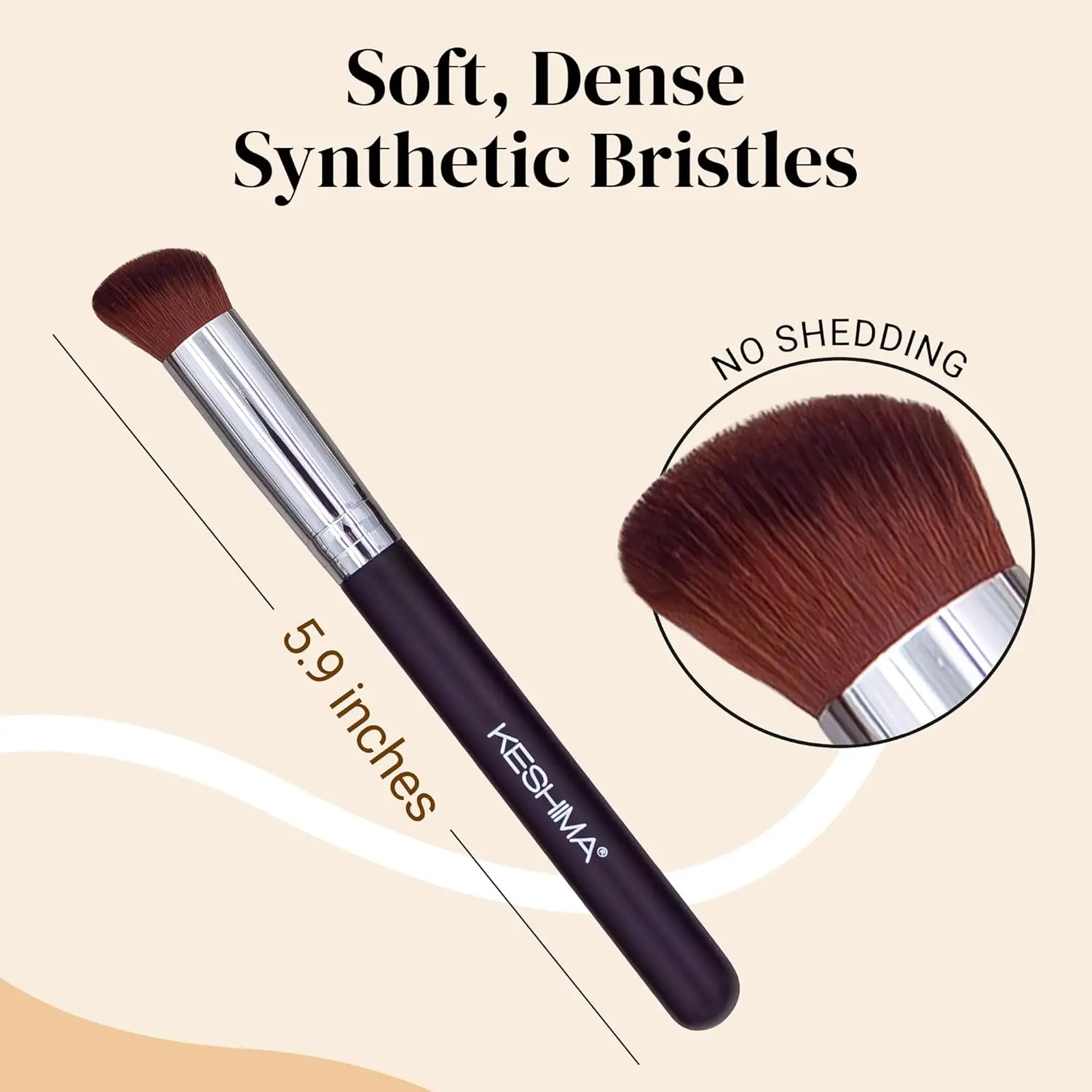 Keshima Angled Concealer Brush - Soft Dense Synthetic Bristles for Seamless Under-Eye Concealing Contouring & Setting - Works with Liquid Cream & Powder - Vegan Cruelty-Free