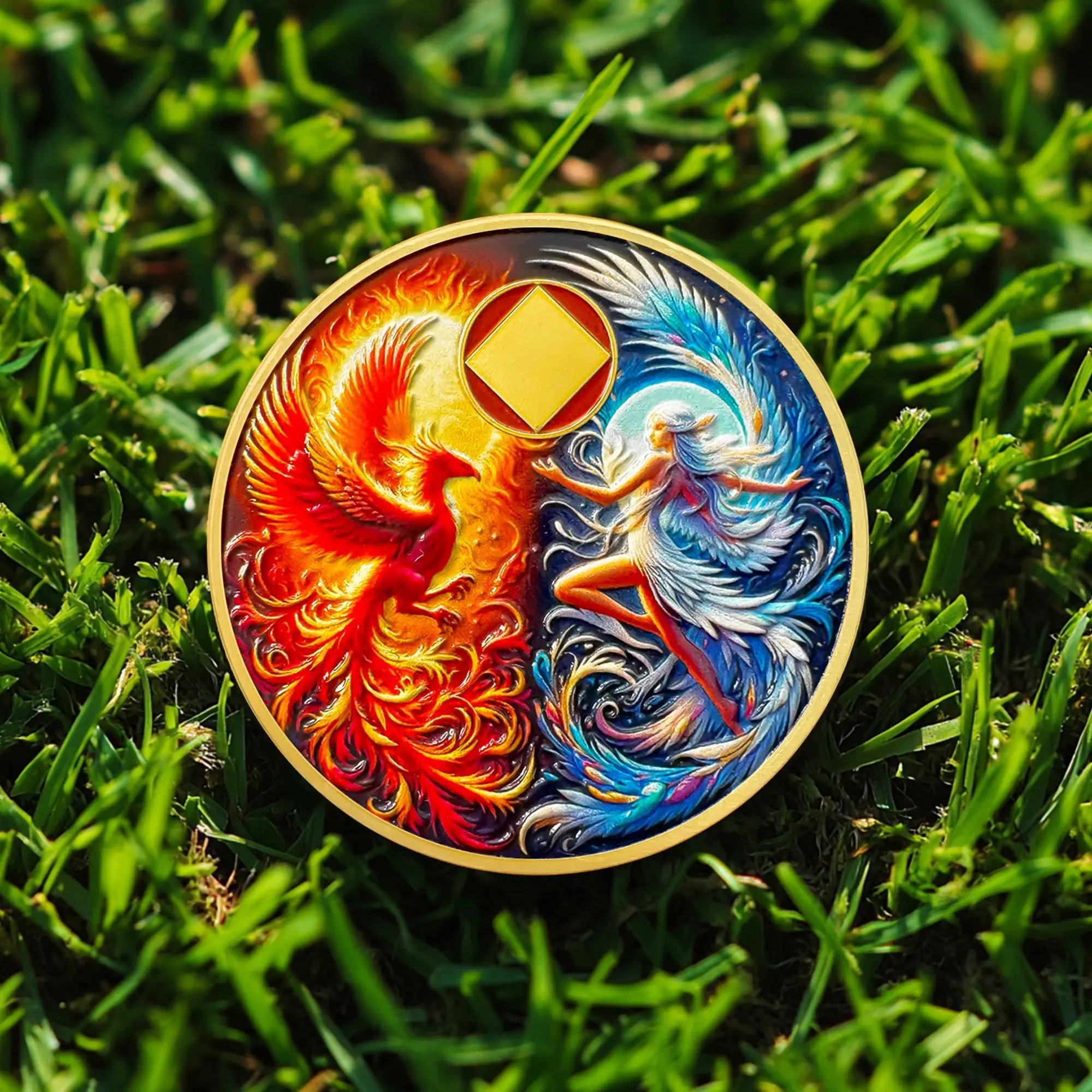 1-99 Years NA Recovery Coins, Phoenix and Elves Narcotics Anonymous Medallion Sobriety Gift