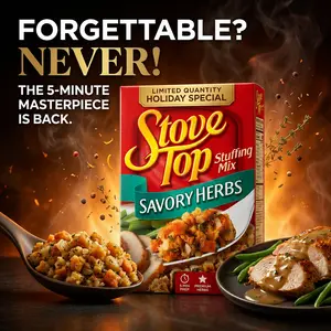 Savory Herb Stuffing Mix Seasoned Bread Side Dish Easy Preparation for Chicken Pork and Holiday Meals Ready in 5 Minutes 6oz Box