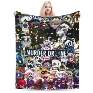 Murder Drones Uzi Doorman N Blanket Ultra Soft Flannel Fleece Cozy Warm Fluffy Multi Size Bedroom Couch Sofa Throw Decor Decorative Throw Perfect Birthday Gift Christmas Gift for Anime Fans Adults Teens Men Women Sci Fi Robot Style