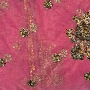 Net Pink Saree & Blouse with Zari Work - Soft, Elegant, Formal Womenswear, Comfortable, Traditional Design